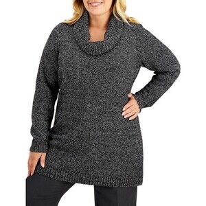 Karen Scott Women's Cowl Neck Tunic Sweater Charcoal Grey Plus Size 3X NWT